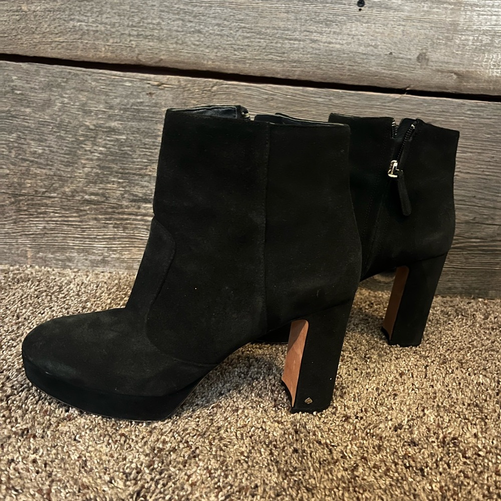 Kate Spade Black Heeled Boots with Chunky Heel